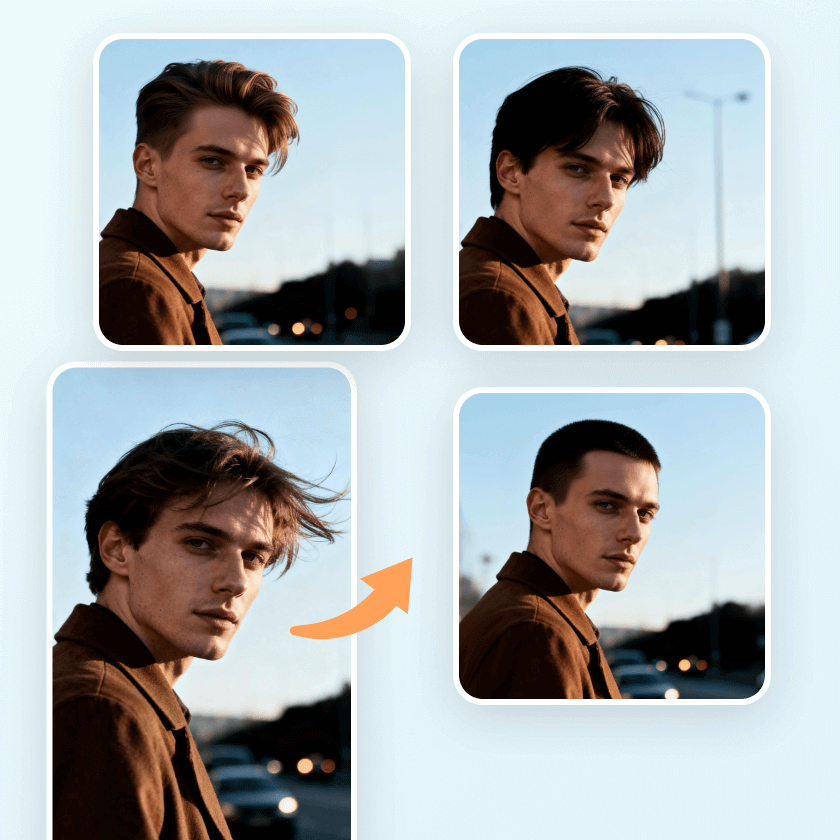 Man smiling with a fresh buzz cut in natural light